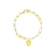 Add something new to your everyday style with this Adornia 14k gold plated paper clip chain heart bracelet. Add something new to your everyday style with this Adornia 14k gold plated paper clip chain heart bracelet. Nickel free Metal: brass Length: 7.25 in. Packaging: pouch Plating: 14k gold Finish: polished Size: 7". Color: Gold Tone. Gender: female. Age Group: adult. Everyday Yellow Gold Heart Charm Bracelet, Everyday Paperclip Chain Jewelry For Valentine's Day, Valentine's Day Jewelry With Paperclip Chain, Classic Gold Heart Bracelet For Everyday, Gold Classic Heart Bracelet For Everyday Wear, Gold-tone Paperclip Bracelet With Lobster Clasp As A Gift, Gold-tone Paperclip Bracelet With Lobster Clasp For Gift, Gold Paperclip Chain Jewelry For Valentine's Day, Everyday Gold Chain Bracelet With Heart Charm