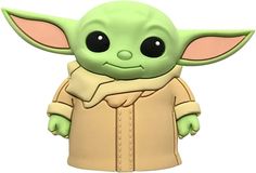 the baby yoda toy is wearing a scarf