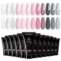 PRICES MAY VARY. 【Beetles 12 Colors Nail Extension Gel Kit】: The Nail Extension Gel set that includes 12*15g colors of clear, pink, brown, and glitter nail gel. With this kit, you can achieve an understated elegance for your nails. This amount is enough for you to make a year's nail extension. So you can save money and never go to nail shop again! (Not Slip Solution, but you can use Alcohol insteaded) 【Long-Lasting and Durable】: The Beetles extension gel for nail is stronge, flexible, making it Black Nail Gel, Purple Glitter Nails, Poly Nail Gel, Diy Salon, Glitter Manicure, Salon Gifts, Uv Nail Lamp, Nail Art Salon, Nail Drill Machine