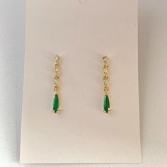 This faux emerald dangle drop earrings for women to make a simple outfit look elegant on date nights or every day jewelry to work. Material: Sterling Silver Needle/Brass Size: 1.1"x0.1" Green Linear Drop Earrings For Formal Occasions, Green Drop Earrings For Party, Elegant Green Teardrop Single Earring, Gold Emerald Rectangular Earrings, Elegant Green Rectangular Earrings, Elegant Green Dangle Linear Earrings, Elegant Green Drop Linear Earrings, Elegant Green Teardrop Earring (single), Yellow Gold Emerald Dangle Earrings