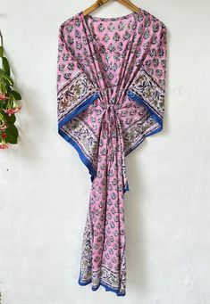 This Beautiful Hand Block Print Caftan Or Can Be Called As Tunic Is Made With Super Fine Quality Cotton And Designs Have Been Crafted By Hand Prints. Indian Handmade Floral Cotton Kaftan, Women Dress Long Caftan, Dress Beach Cover Up, Flower Hand Block Print Sleepwear Maxi Dress Kimono Rabe This Hand Block Printed Cotton Kaftan/Caftan packs super light and feels very soft and airy. * Measurement * (Bust Around - 50 Inches - 128 Cm) (Length - 53 Inches - 135 Cm) Fabric - 100% Cotton Print- Hand B Maxi Dress Bridesmaid, Indian Kaftan, Long Caftan Dress, Dress For, Maxi Kaftan, Cotton Sari, Hospital Gown, Valentine Dress, Cotton Kaftan