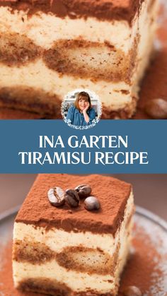 the cover of ina garten's tiramisu recipe is shown