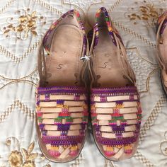 Handmade In Guatemala. Comfortable & Easy To Put On! Purple, Green, Yellow, Red, And Light Pink. Brand New. Doc Marten Oxford, Guatemala, Put On, Women's Shoes Sandals, Light Pink, Shoes Sandals, Oxford Shoes, Brand New, Sandals