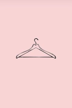 a black and white drawing of a hanger on a pink background