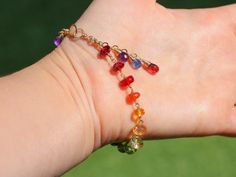 Multicolor Gold Bracelet With Gemstones, Multicolor Multi-stone Gold Bracelet As Gift, Rainbow Multi-stone Bracelets As A Gift, Rainbow Multi-stone Bracelet Jewelry, Rainbow Multi-stone Bracelet, Rainbow Color Palette, Bracelet Measurements, Ombre Bracelet, Bracelet Rainbow