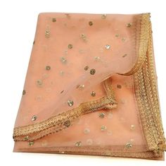 "Women Net Embroidered Dupatta 42\" x 2.50 Meters Designer Long Net Bridal Sequins Work Dupatta Stole Veil Stole Hijab Sarong Bridesmaid Chunni, Dupatta on skirts  *Fabric :net *Occasion: brides wear dupatta, Bridesmaids wear, haldi wear, wedding wear, anniversary, party wear, dupatta on skirts, dupatta on top, dupatta on suit, baby shower, mehendi wear dupatta. *Length: The size of this dupatta is 42\" wide and 2.5 meters long A very delicate dupatta made of net fabric. This dupatta is very versatile as it is sheer and takes on the colour of the garment you are wearing. This dupattas can be teamed with any salwar kameez, lehenga choli, patiala suit. It is very handy to have these dupattas in your wadrobe. The fabric is very soft and is embroidered with golden sequence all over the dupatta Peach Dupatta With Dori Work In Traditional Drape, Peach Dupatta With Dori Work, Peach Semi-stitched Dupatta For Festive Occasions, Peach Dupatta For Wedding Eid, Peach Dupatta For Festive Occasions, Peach Wedding Dupatta With Pallu, Peach Dupatta For Wedding And Eid, Peach Dupatta For Wedding And Diwali, Peach Wedding Dupatta For Eid