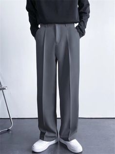 Gender: Men'sPants Type: Culottes Wide Leg, Dress Pants, Pleated PantsStyle: Loose, Classic Style, StylishOccasion: Streetwear, Casual, Daily, HolidayFabric: PolyesterDesign: Straight Leg, PocketWaistline: Mid WaistPattern: PlainSeason: Spring FallFunction: Comfort, BreathableFit Type: Regular FitFly Type: Button, Zipper White Korean, Loose Suit, Suit Casual, Chic Pants, Mens Dress Pants, Straight Trousers, Fitted Trousers, Black Khakis, Pleated Pants