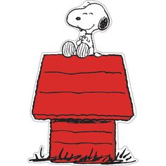 a snoopy sitting on top of a red box