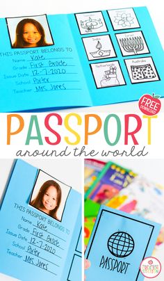 a passport is shown with the words passport around the world on it and an image of a