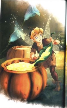 an image of a book with a boy in the background and a pot full of gold