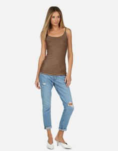 Made in LA 94% Rayon 6% Spandex Wash Cold, Lay Flat to Dry ML Signature Soft Ribbed Fabric Semi-Sheer Stretch Fit Model & Fit Info Fits True to Size Modeled in Size S Height: 5' 9" / Waist: 24"/ Bust: 32"/ Hip 34" Casual Brown Stretch Tank Top, Harley Core, Fitted Brown Summer Tank Top, Brown Stretch Tank Top, Brown Stretch Sleeveless Tank Top, Stretch V-neck Brown Tank Top, Soft Clothes, Model Fits, Ribbed Fabric