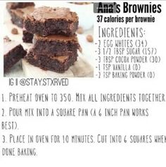 chocolate brownies are stacked on top of each other and labeled in the recipe below