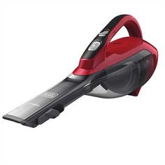 a red and black steam mop on a white background