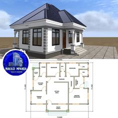 a small house is shown with blueprints on the floor and plans for it