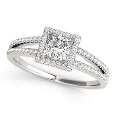 [Diamond Engagement Rings, Diamond Stud Earrings, and Gold Jewelry Online]-Angelucci Jewelry Princess Diamond Halo Ring, Split Shank Halo Engagement Ring, Square Halo Engagement Rings, Wedding Ring Sizes, Engagement Ring Diamond Cut, Halo Engagement Rings, Halo Diamond Ring, Princess Diamond, Halo Diamond Engagement Ring