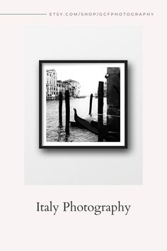 a black and white photo with the words italy photography written below it, in front of a