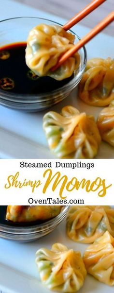 steamed dumplings sitting on top of a plate with chopsticks sticking out of them