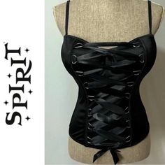 Spirit | Intimates & Sleepwear | Nwt Spirit Halloween L Black Satin Corset Bustier Top Lace Up Underwired Push Up | Poshmark Black Satin Corset, Corset Bustier Top, Satin Corset, Corset Bustier, Bustier Top, Spirit Halloween, Black Satin, Shapewear, Push Up