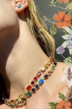 This necklace features a combination of 4K gold vermeil, red, pink and multi cz, and natural rainbow moonstone, creating a stunning and unique design. With an adjustable length of 16-18 inches, this necklace will add a touch of elegance to any outfit. Gem Necklace, Blue Hawaiian, Turquoise Rings, Natural Rainbow, Moonstone Ring, Rainbow Moonstone, Gold Vermeil, Jewelry Inspiration, Moonstone