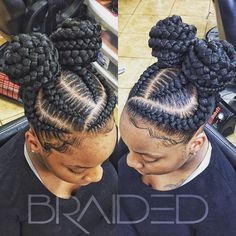 Two Shuku Hairstyle For Kids, Braids With Knotted Ends, Feed In Braids Two, Two Shuku Hairstyle, Braids Two Buns, Shuku Hairstyle Natural Hair, Large Feed In Braids, Shuku Hairstyle, Braids Two