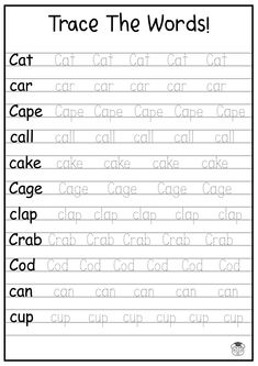 trace the words worksheet for children to practice their handwriting skills and writing numbers