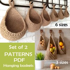 the instructions for hanging baskets are shown in three different styles and sizes, along with an additional set of 2