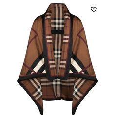 Original Burberry Print Slip On Poncho. Os -Fit Burberry Poncho, Puffer Trench Coat, Cotton Twill Jacket, Burberry Print, Burberry Shirt, Feather Jacket, Burberry Coat, Burberry Trench, Burberry Trench Coat