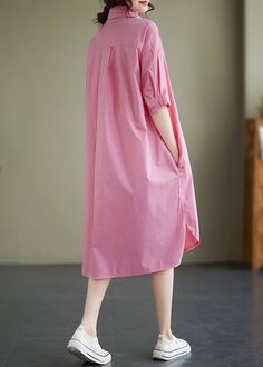 Plus Size Pink Peter Pan Collar Cotton Shirts Dress SummerFabric: Cotton BlendedSize & Fit: Fit: This garment fits true to size.Length: Size 4XL measures 43.68"from shoulder to hemBust: Great for any cup size. Waist: Loose Fit. Comfortable room throughout midsection.Hip: Loose Fit - room for hips. Hand Wash Cold. Spring Cotton Shift Shirt Dress, Cotton Shift Shirt Dress Knee-length, Solid Color Cotton Knee-length Shirt Dress, Knee-length Cotton Shirt Dress, Plain Cotton Midi Dress For Spring, Pink Short Sleeve Shirt Dress For Daywear, Pink Shift Midi Dress With Short Sleeves, Pink Midi Dress With Short Sleeves, Pink Long Sleeve Relaxed Fit Shirt Dress