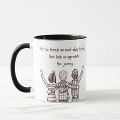 two girls with their arms in the air coffee mug