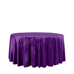 a round table covered in purple satin