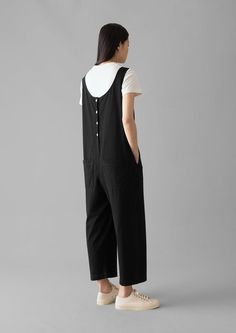 Lydia Jersey Jumpsuit | Washed Black | TOAST Cotton Loungewear Jumpsuit Overall, Cotton Loungewear Overalls, Cotton Overall Jumpsuits For Loungewear, Cotton Jumpsuit For Loungewear, Cotton Loungewear Jumpsuits And Rompers With Buttons, Cotton Jumpsuits And Rompers With Buttons For Loungewear, Cotton Jumpsuits With Side Pockets For Loungewear, Cotton Overalls With Side Pockets For Loungewear, Relaxed Fit Everyday Jumpsuits And Rompers