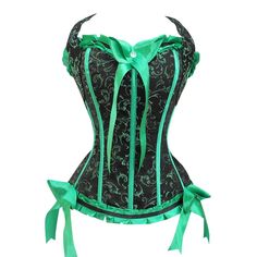 Green Floral corset Tiburon California, Corset Jacket, Ribbon Corset, Best Corset, Black Leather Corset, Corset Styles, Green Corset, Modesty Panel, Steampunk Corset