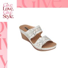 in stock Silver Flat Heel Wedge Sandals For Spring, Casual Silver Heels For Beach, Casual Silver Wedge Sandals For Summer, Silver Slip-on Wedge Sandals For Spring, Silver Slip-on Wedge Sandals, Silver Wedge Sandals With Cushioned Footbed, Casual Silver Wedge Sandals For Vacation, Casual Silver Wedge Sandals With Round Toe, Silver Casual Wedge Sandals With Round Toe