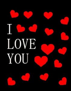 the words i love you written in red hearts on a black background