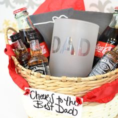 a father's day gift basket filled with beer