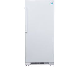 a white refrigerator freezer sitting on top of a white floor next to a wall