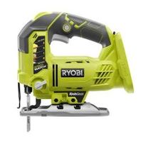 a green and black power tool on a white background