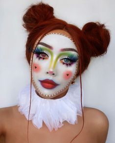 Cute Clown Makeup, Circus Makeup, Festive Makeup, Halloween Makeup Clown, Holloween Makeup, Drag Make-up, Creepy Halloween Makeup, Cute Halloween Makeup, Halloween Makeup Pretty