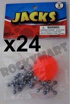 pack of 24 jack's screws with orange ball and black balls on white background