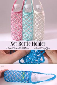 crochet bottle holder is the perfect way to hold your water bottles and keep them warm