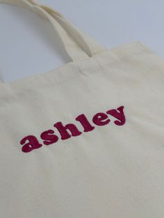 Each bag is made with care and love by me.  Processing time is 1-3 business days. Casual Canvas Tote Bag With Embroidered Logo, Canvas Shoulder Bag With Embroidered Logo, Rectangular Canvas Bag With Embroidered Logo, Canvas Tote Bag With Embroidered Logo, Personalized White Tote Shoulder Bag, Initial Canvas, Personalized Canvas Tote, Text Gift, Embroidered Tote Bag