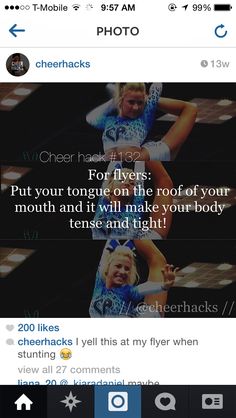 Cheer hack for flyers How To Be A Flyer In Cheerleading, Flyer Quotes, Cheer Sayings