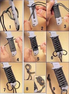 instructions for how to make an origami knife with wire and paper clippings