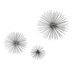 three black and white photographs of sunbursts on a white background, each with different sizes