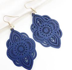 Elevate your style with our Beautiful Dark Blue Wood Earrings. Crafted with precision, these earrings exude elegance and charm. A versatile addition to your collection. Order yours today! Laser Cut Wood Earrings, Butterfly Earrings Gold, New Earrings, Mini Hoop Earrings, Blue Wood, Fish Hook Earrings, Watches Women Fashion, Wood Earrings, Girls Jewelry