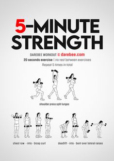 the 5 - minute strength poster shows how to do squats