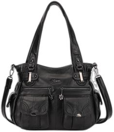 Everyday Faux Leather Bags With Pockets, Faux Leather Satchel Shoulder Bag With Pockets, Black Faux Leather Shoulder Bag With Pockets, Casual Faux Leather Shoulder Bag With Pockets, Rectangular Faux Leather Bag With Pockets, Casual Faux Leather Bag With Pockets, Leather Bags With Multiple Pockets For Daily Use, Messenger Tote Bag, Handbags For Women