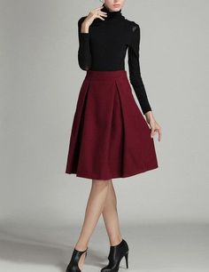 Burgundy high waist midi skirt with a wool feel. Size Available :S,M,L Length(cm) :S:63cm,M:64cm,L:65cm Waist Size(cm) :S:61cm,M:65cm,L:69cm Belt :NO Fabric :Fabric has no stretch Season :Winter Patte Maroon Skirt, Pretty Skirt, Burgundy Skirt, Winter Pattern, Skirts Midi High Waisted, Elegant Fall, Red Skirt