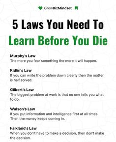 the five laws you need to learn before you die by growing minds, with text overlay