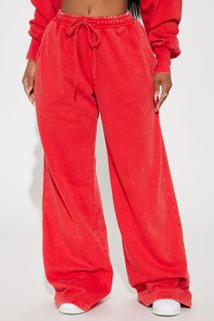 Available In Red And Orange. Wide Leg Joggers Elastic Waistband Mineral Washed Pair With "Rested Lounge Pullover" Disclaimer: Due To The Specialized Wash Process, Each Garment Is Unique. 80% Cotton 20% Polyester Imported | Rested Lounge Wide Leg Jogger in Red size Large by Fashion Nova Red Relaxed Fit Sweatpants For Loungewear, Red Sweatpants With Elastic Waistband For Fall, Red Elastic Waistband Sweatpants For Fall, Red Relaxed Fit Bottoms For Loungewear, Red Sweatpants With Elastic Waistband For Spring, Red Cotton Bottoms For Winter, Red Cotton Winter Bottoms, Red Lounge Bottoms With Elastic Waistband, Red Loungewear Bottoms With Elastic Waistband